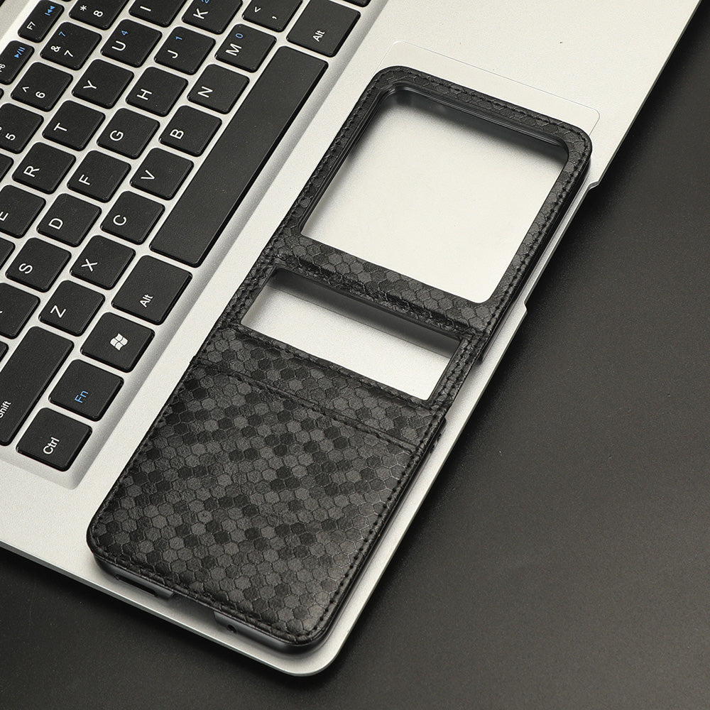 Uniqkart for Motorola Razr 40 Ultra 5G Card Holder Phone Case Imprinted Dot Pattern PU Leather Cover - Black