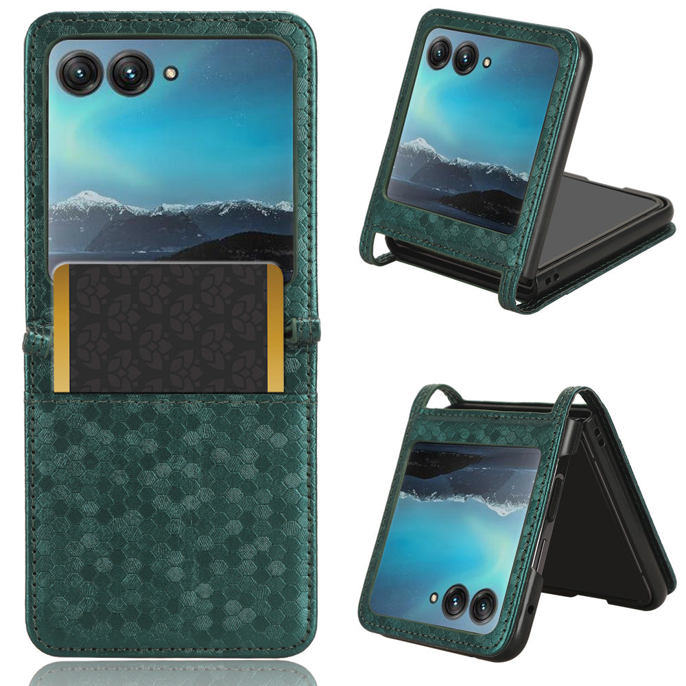 Uniqkart for Motorola Razr 40 Ultra 5G Card Holder Phone Case Imprinted Dot Pattern PU Leather Cover - Green