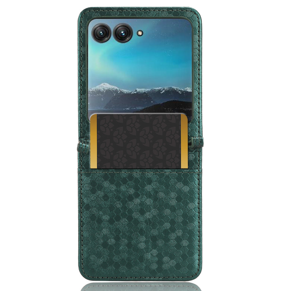 Uniqkart for Motorola Razr 40 Ultra 5G Card Holder Phone Case Imprinted Dot Pattern PU Leather Cover - Green