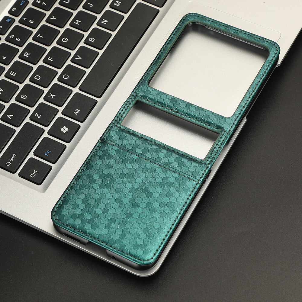 Uniqkart for Motorola Razr 40 Ultra 5G Card Holder Phone Case Imprinted Dot Pattern PU Leather Cover - Green