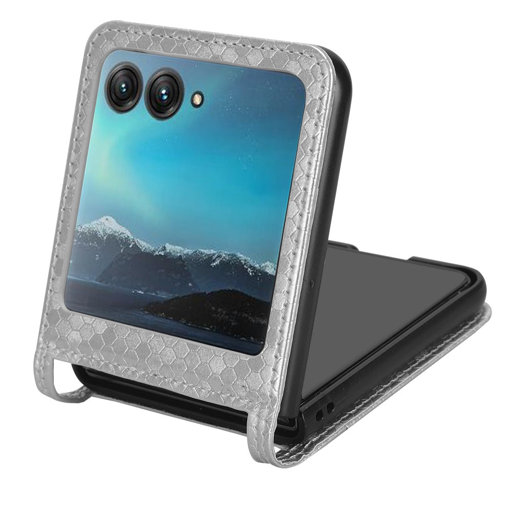 Uniqkart for Motorola Razr 40 Ultra 5G Card Holder Phone Case Imprinted Dot Pattern PU Leather Cover - Silver