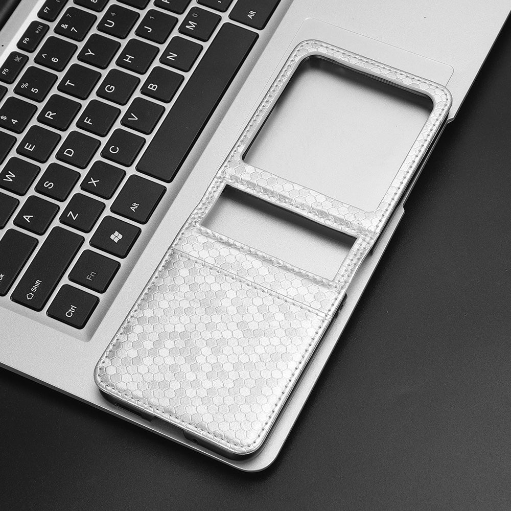 Uniqkart for Motorola Razr 40 Ultra 5G Card Holder Phone Case Imprinted Dot Pattern PU Leather Cover - Silver