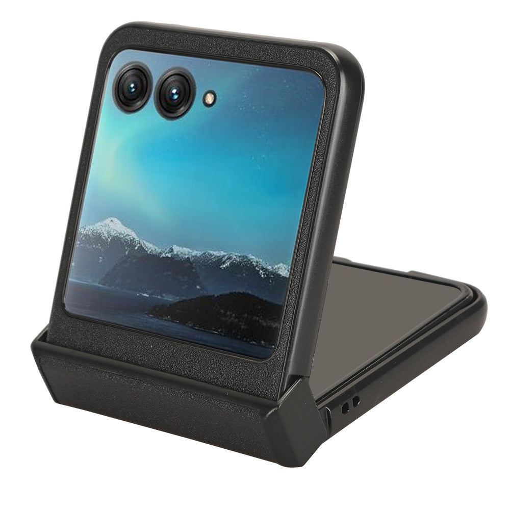 Protective Cover for Motorola Razr 40 Ultra 5G , Sandskin Texture PU Leather Coated Acrylic Folding Phone Case - Black
