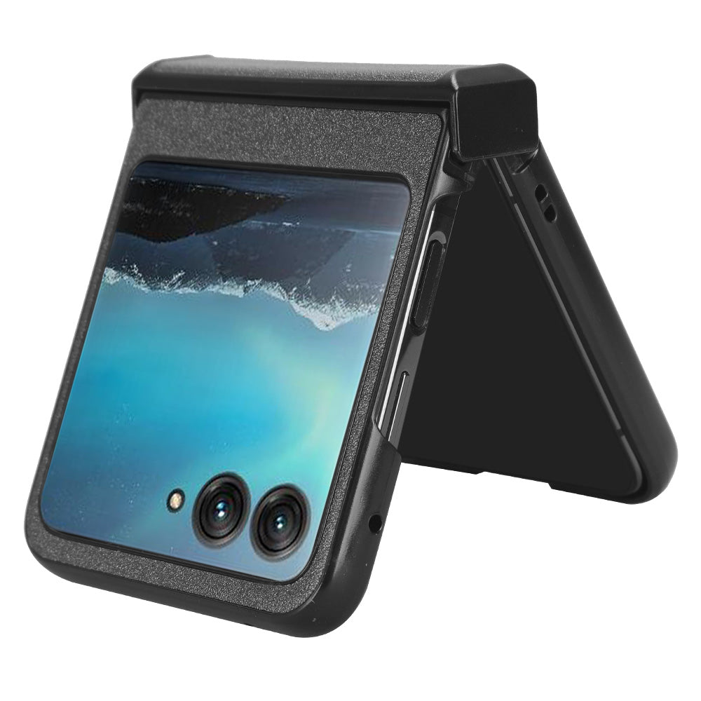 Protective Cover for Motorola Razr 40 Ultra 5G , Sandskin Texture PU Leather Coated Acrylic Folding Phone Case - Grey