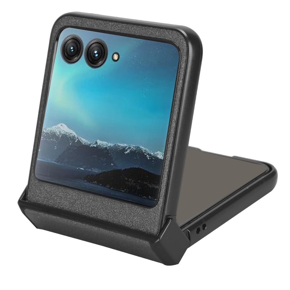 Protective Cover for Motorola Razr 40 Ultra 5G , Sandskin Texture PU Leather Coated Acrylic Folding Phone Case - Grey