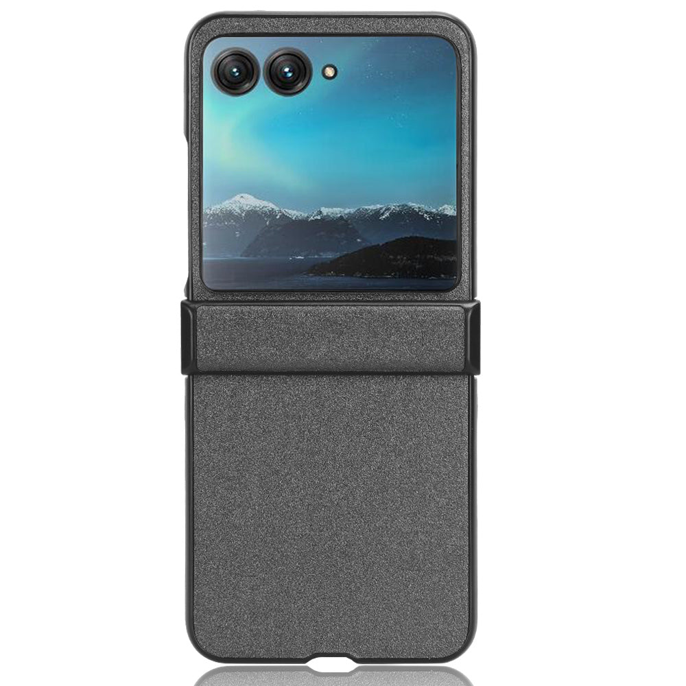 Protective Cover for Motorola Razr 40 Ultra 5G , Sandskin Texture PU Leather Coated Acrylic Folding Phone Case - Grey