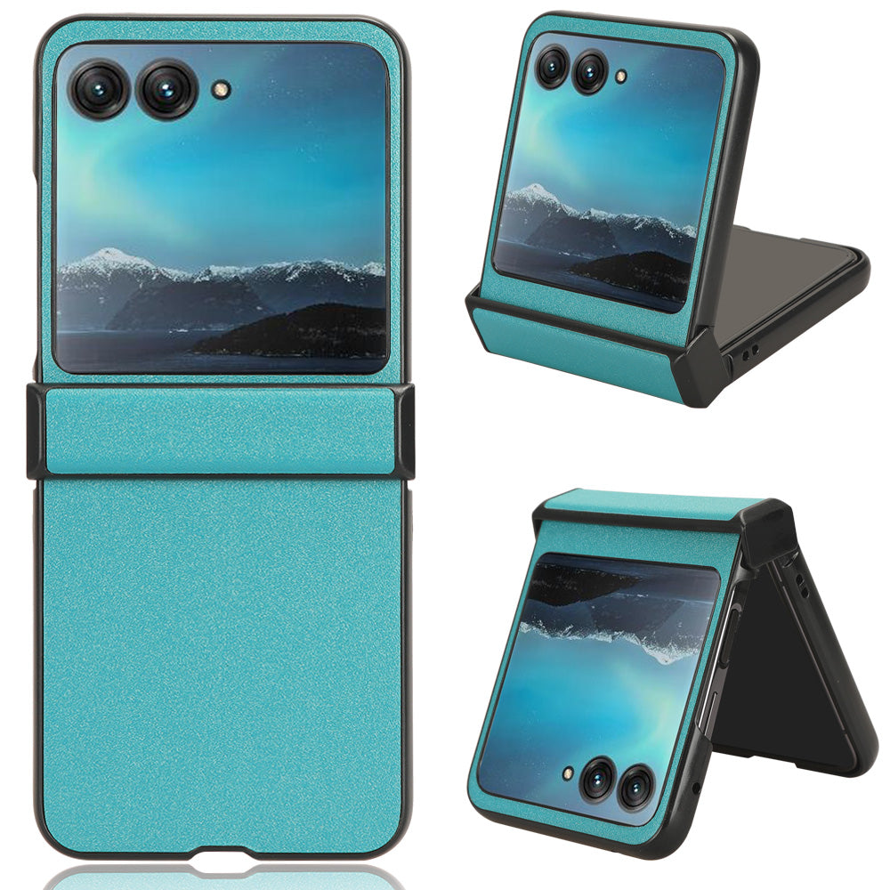 Protective Cover for Motorola Razr 40 Ultra 5G , Sandskin Texture PU Leather Coated Acrylic Folding Phone Case - Blue