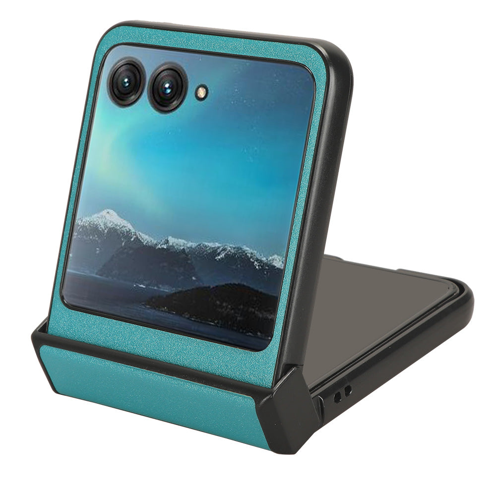 Protective Cover for Motorola Razr 40 Ultra 5G , Sandskin Texture PU Leather Coated Acrylic Folding Phone Case - Blue