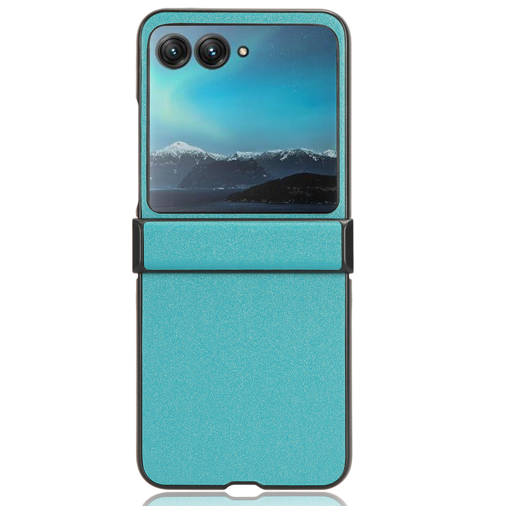 Protective Cover for Motorola Razr 40 Ultra 5G , Sandskin Texture PU Leather Coated Acrylic Folding Phone Case - Blue