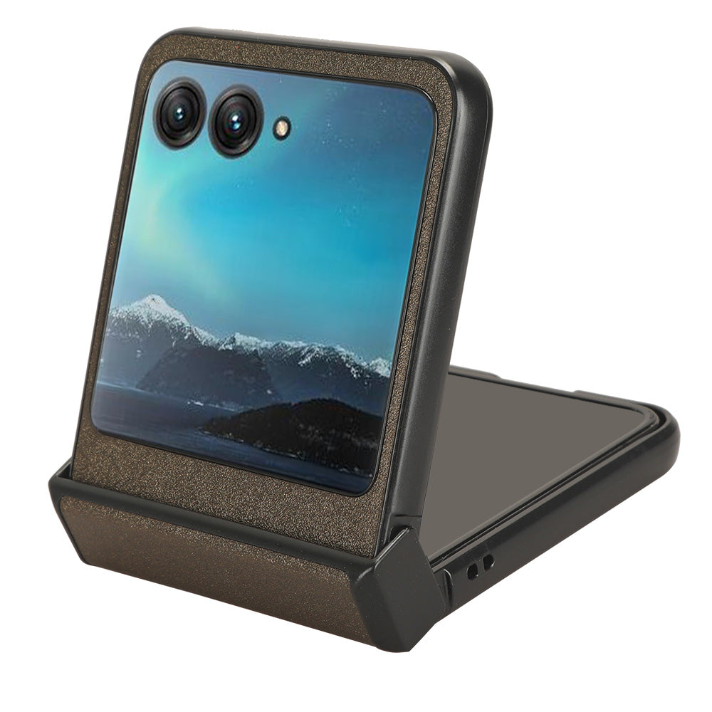 Protective Cover for Motorola Razr 40 Ultra 5G , Sandskin Texture PU Leather Coated Acrylic Folding Phone Case - Brown