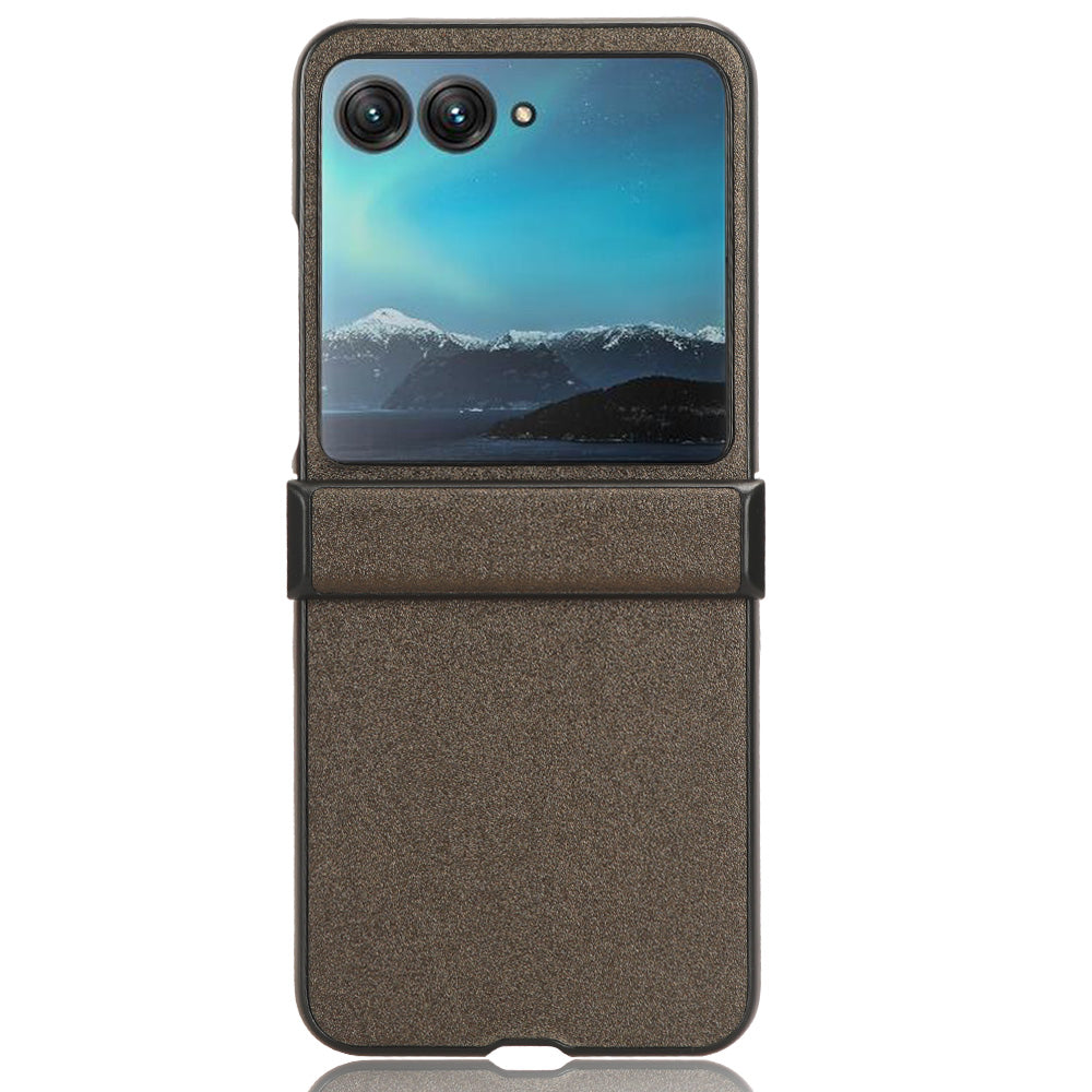 Protective Cover for Motorola Razr 40 Ultra 5G , Sandskin Texture PU Leather Coated Acrylic Folding Phone Case - Brown