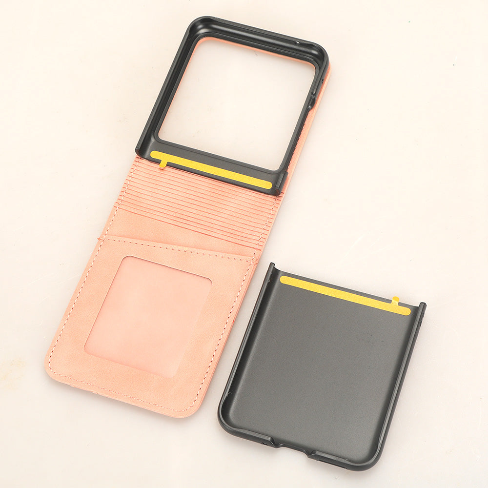 Uniqkart for Motorola Razr 40 Ultra 5G PU Leather+PC Phone Case Separable Design Card Slot Skin-Touch Cover - Pink