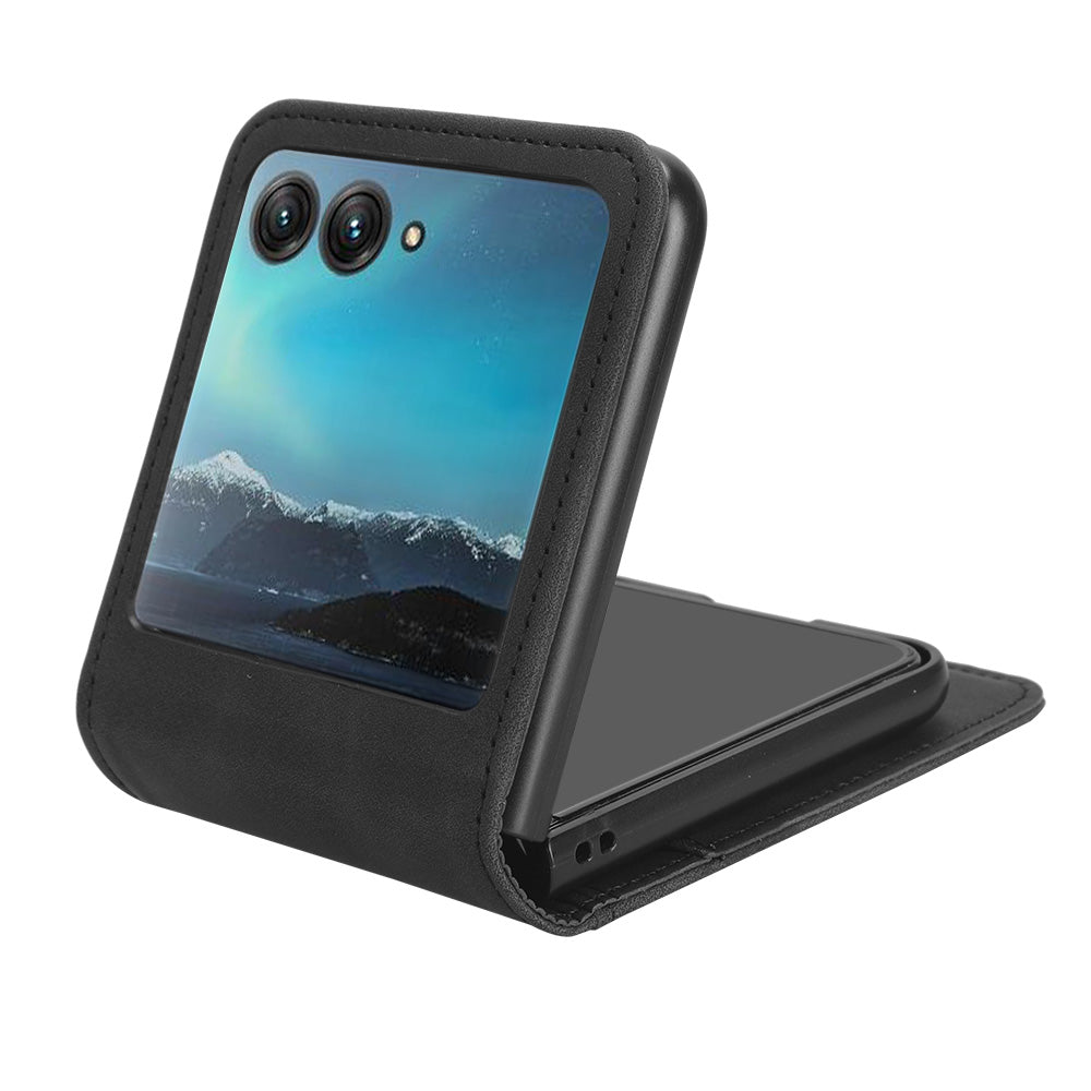 Uniqkart for Motorola Razr 40 Ultra 5G PU Leather+PC Phone Case Separable Design Card Slot Skin-Touch Cover - Black