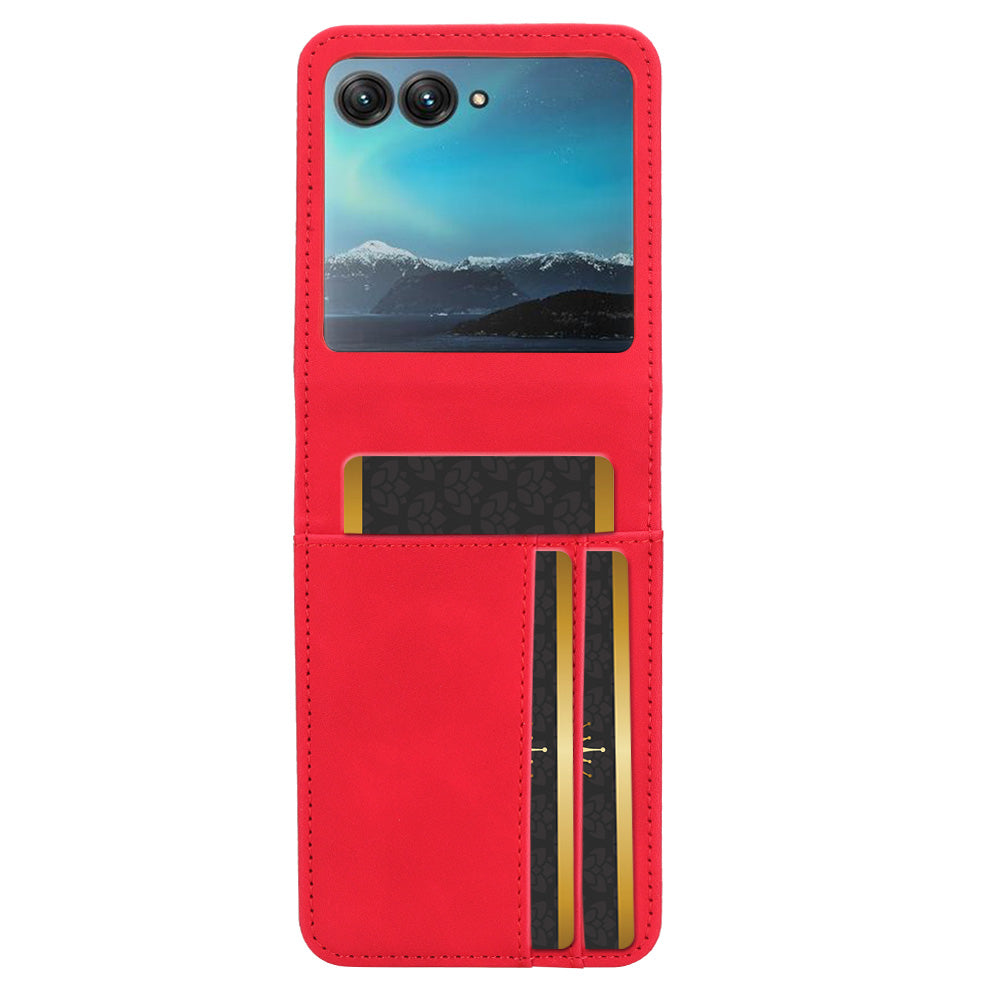Uniqkart for Motorola Razr 40 Ultra 5G PU Leather+PC Phone Case Separable Design Card Slot Skin-Touch Cover - Red