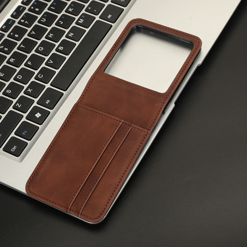 Uniqkart for Motorola Razr 40 Ultra 5G PU Leather+PC Phone Case Separable Design Card Slot Skin-Touch Cover - Brown