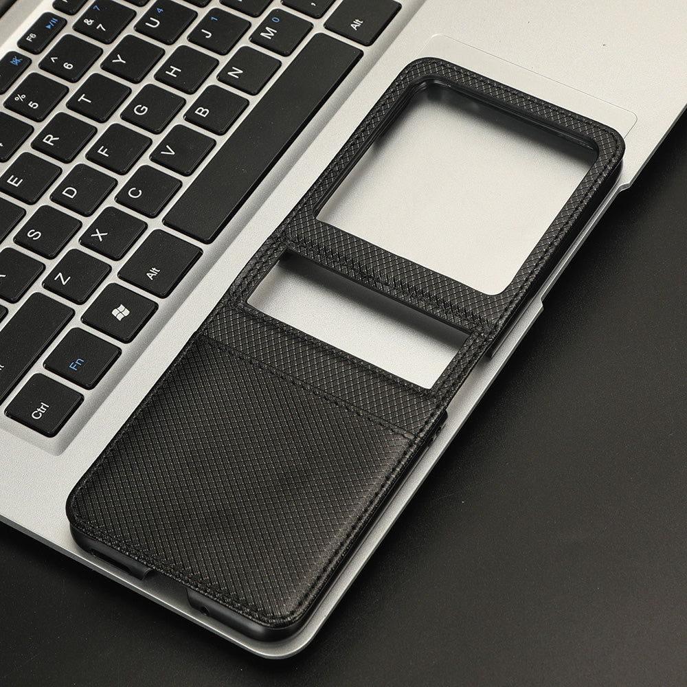 Uniqkart for Motorola Razr 40 Ultra 5G PU Leather + PC Diamond Texture Case Card Slot Stand Phone Cover - Black