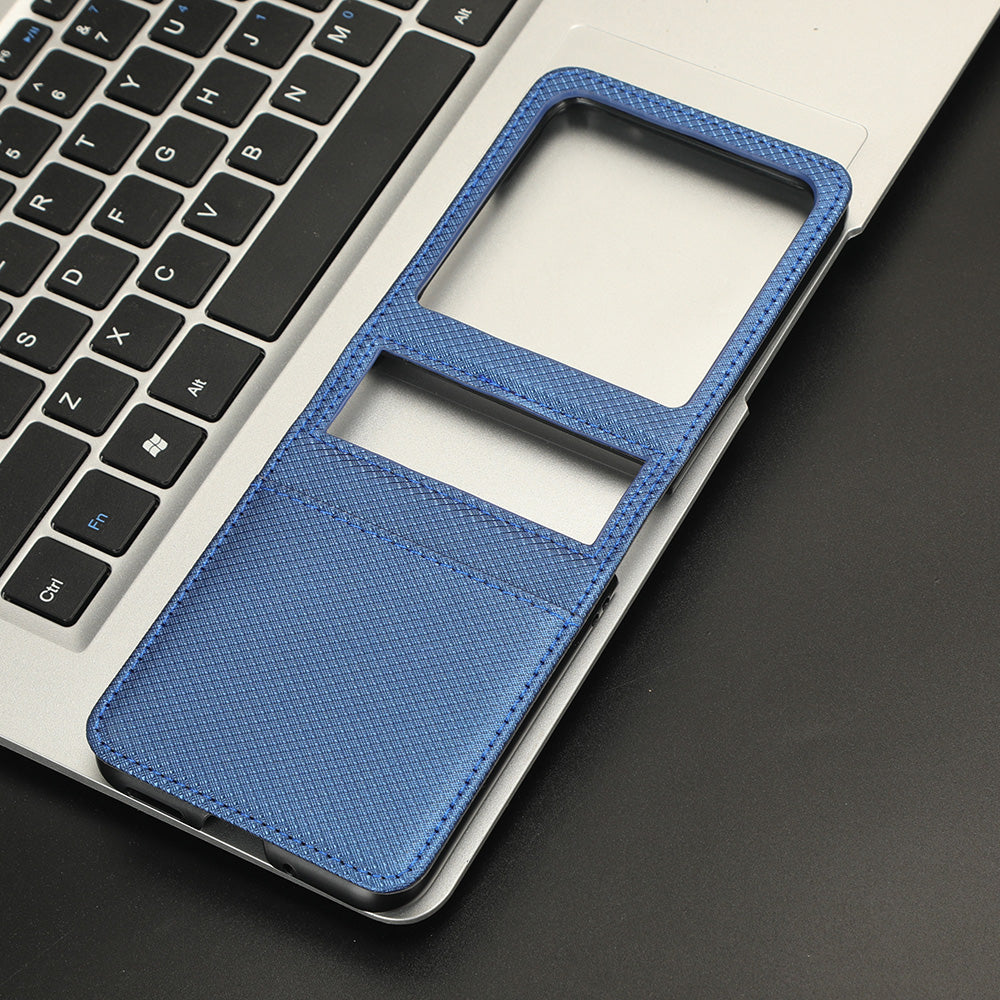 Uniqkart for Motorola Razr 40 Ultra 5G PU Leather + PC Diamond Texture Case Card Slot Stand Phone Cover - Blue