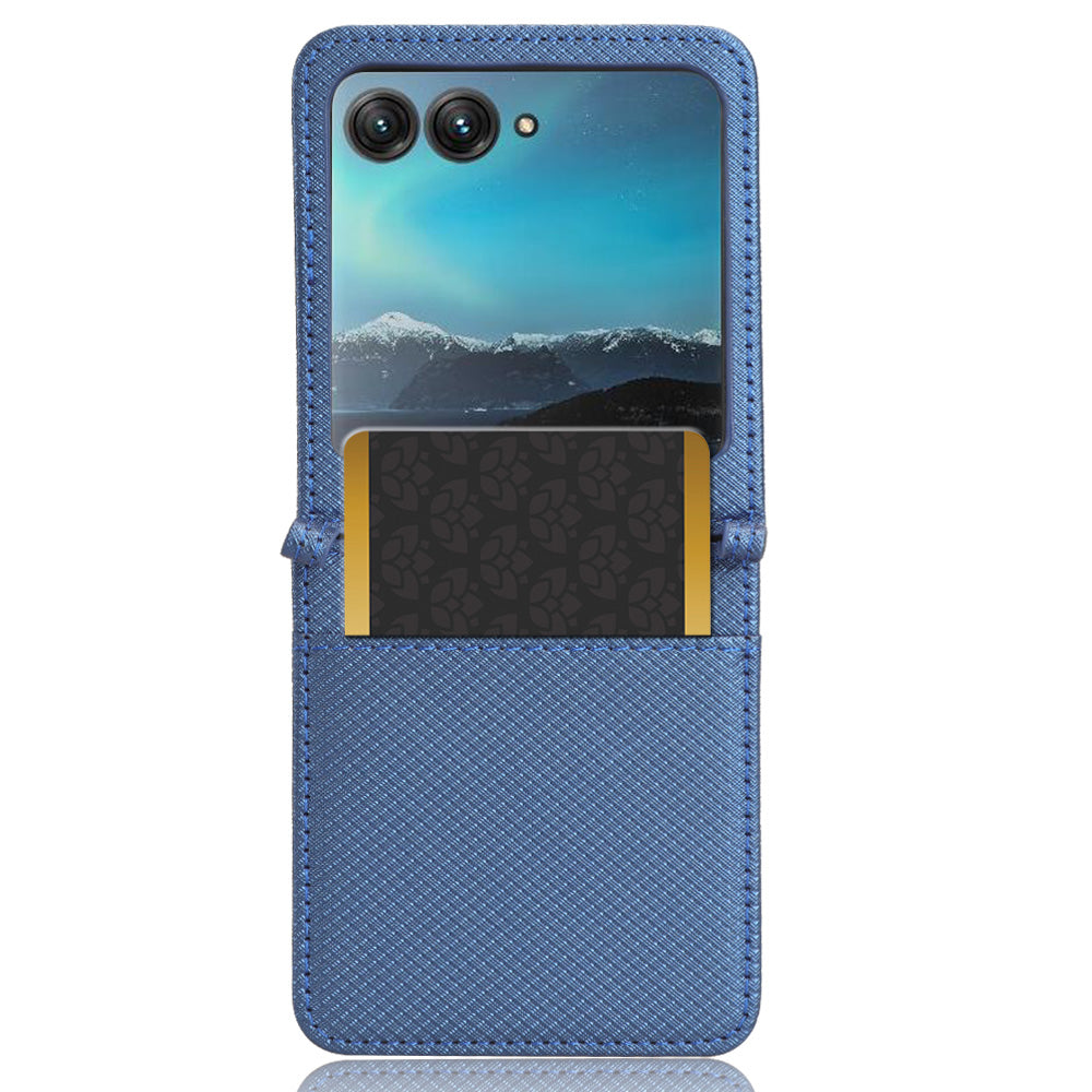 Uniqkart for Motorola Razr 40 Ultra 5G PU Leather + PC Diamond Texture Case Card Slot Stand Phone Cover - Blue
