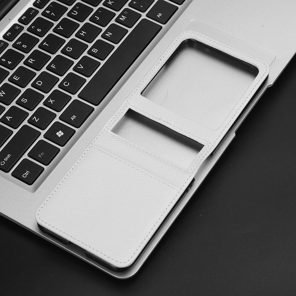 Uniqkart for Motorola Razr 40 Ultra 5G PU Leather + PC Diamond Texture Case Card Slot Stand Phone Cover - White