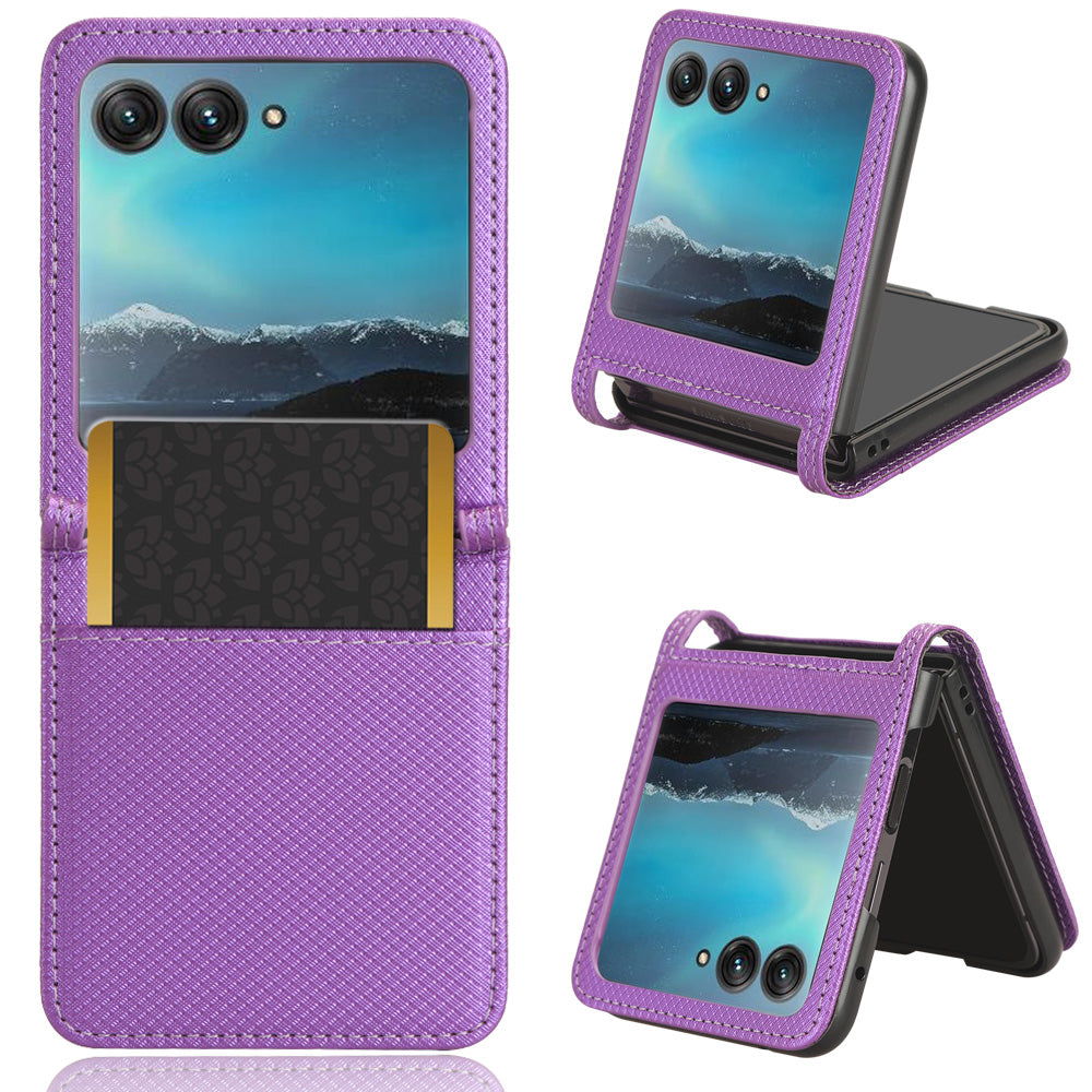 Uniqkart for Motorola Razr 40 Ultra 5G PU Leather + PC Diamond Texture Case Card Slot Stand Phone Cover - Purple
