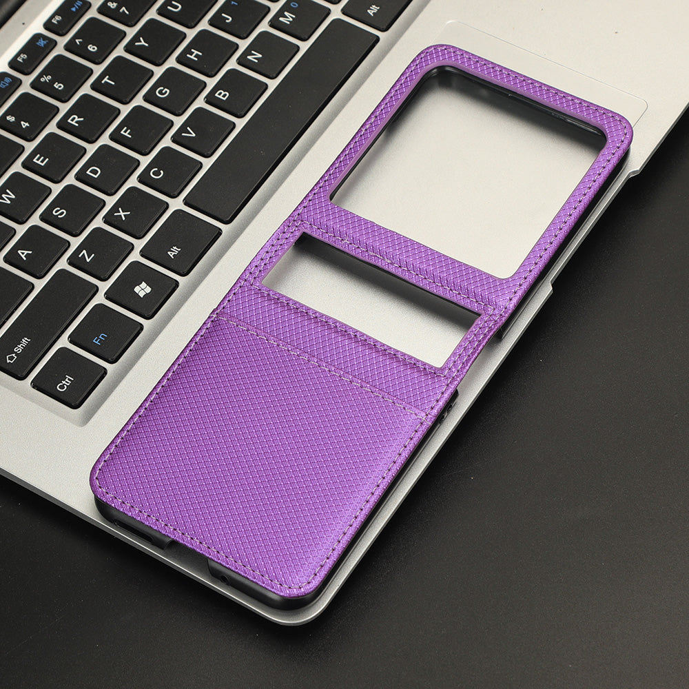 Uniqkart for Motorola Razr 40 Ultra 5G PU Leather + PC Diamond Texture Case Card Slot Stand Phone Cover - Purple