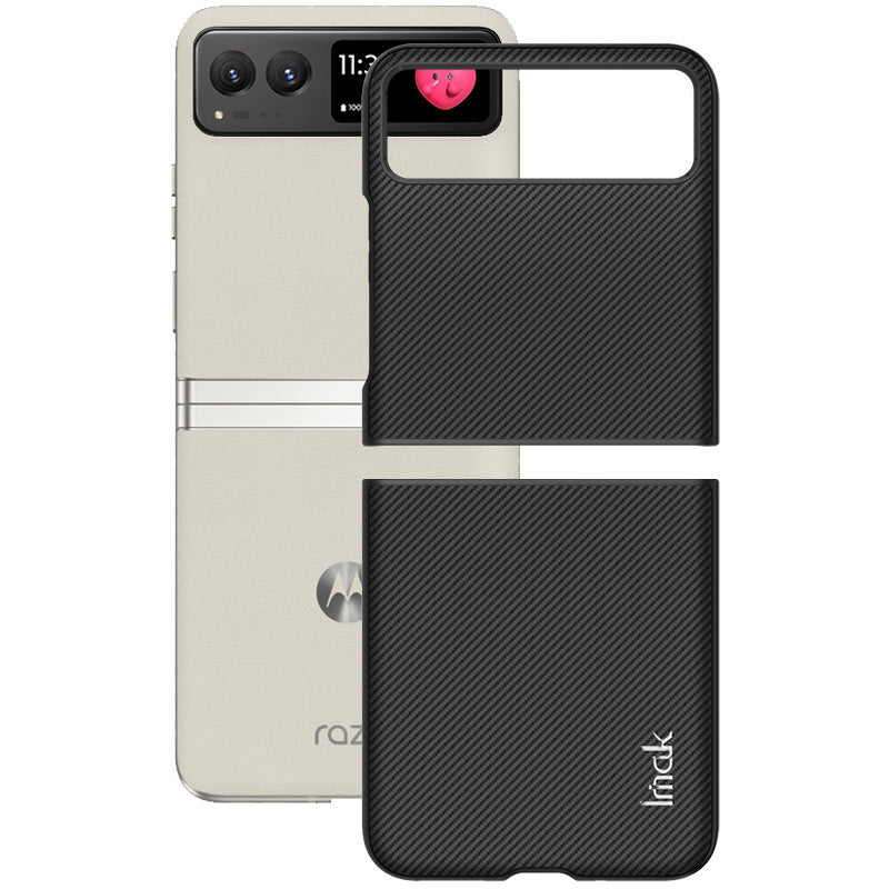IMAK Ruiyi Series Carbon Fiber Texture Cover for Motorola Razr 40 5G , Shockproof PC + PU Leather Phone Case