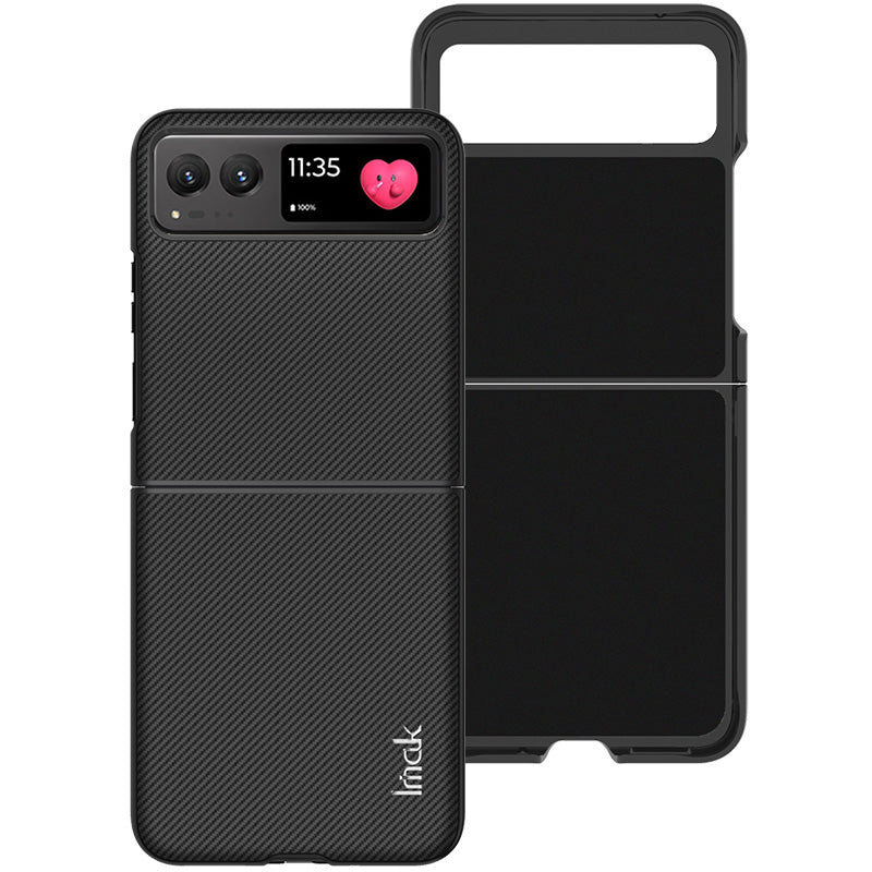 IMAK Ruiyi Series Carbon Fiber Texture Cover for Motorola Razr 40 5G , Shockproof PC + PU Leather Phone Case