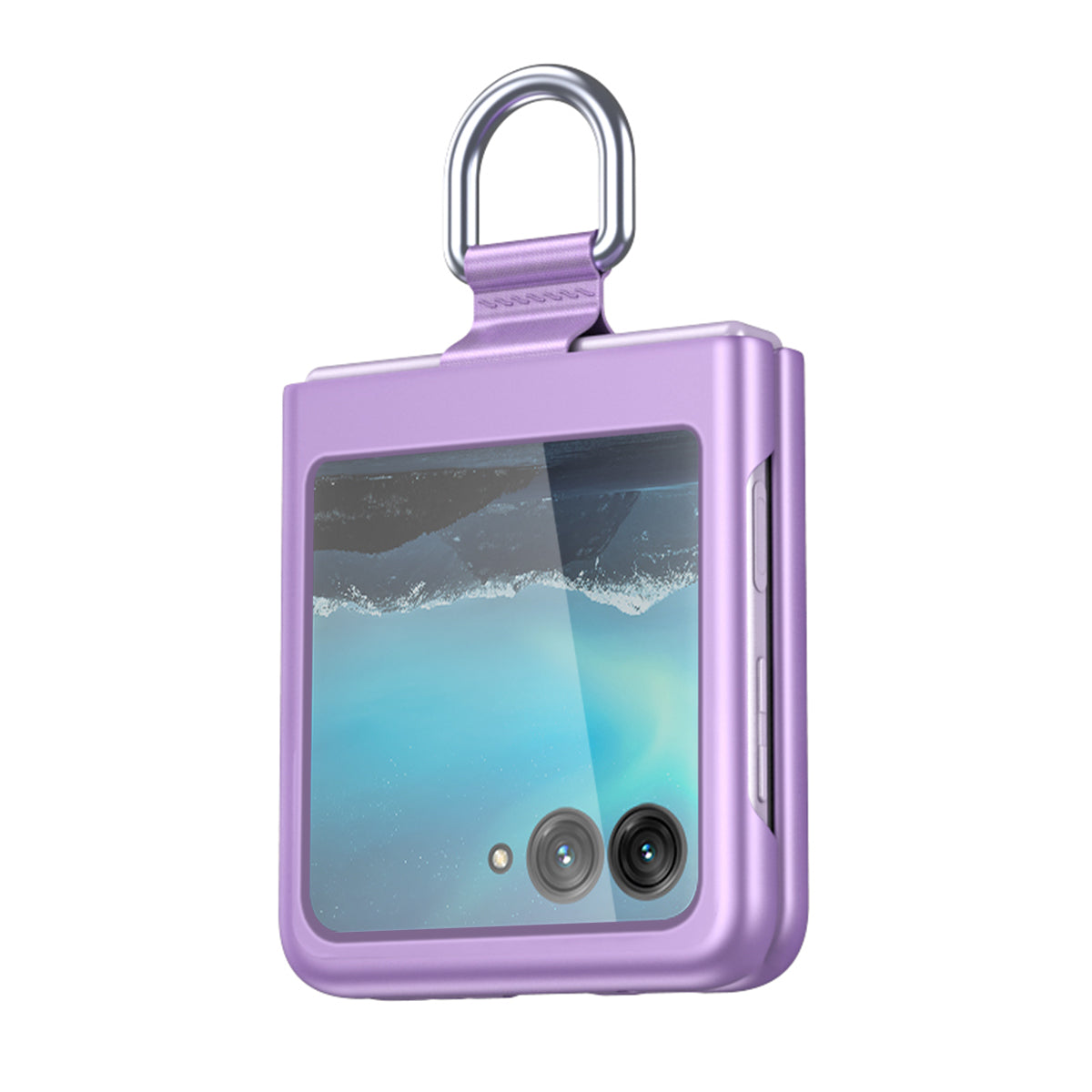 Uniqkart for Motorola Razr 40 Ultra 5G Rubberized Hard PC Phone Case Ring Holder Anti Drop Protective Cover - Purple