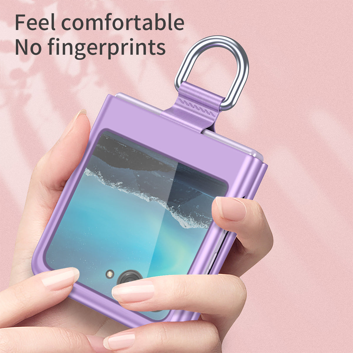 Uniqkart for Motorola Razr 40 Ultra 5G Rubberized Hard PC Phone Case Ring Holder Anti Drop Protective Cover - Purple