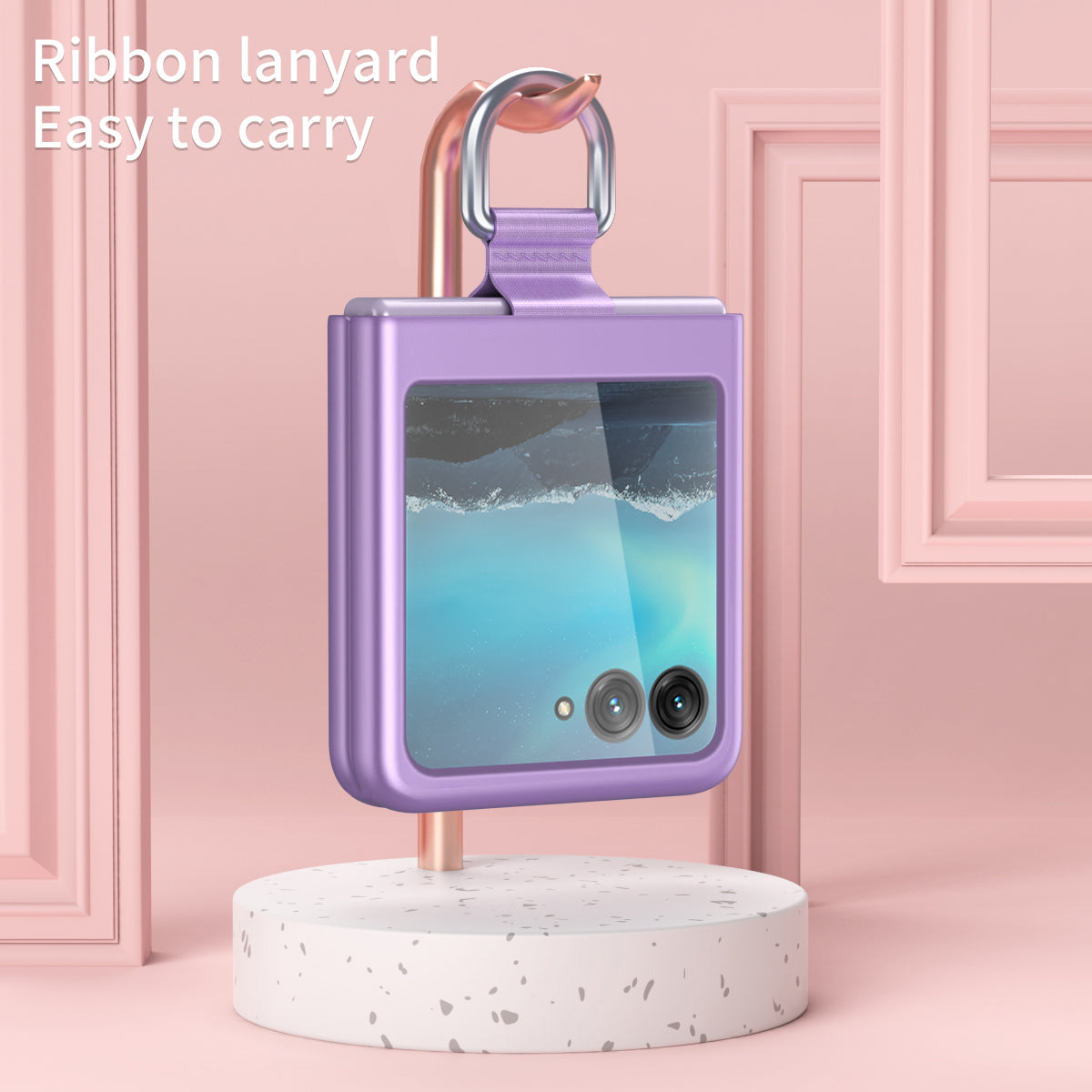 Uniqkart for Motorola Razr 40 Ultra 5G Rubberized Hard PC Phone Case Ring Holder Anti Drop Protective Cover - Purple