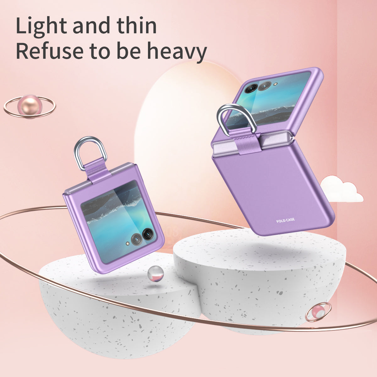 Uniqkart for Motorola Razr 40 Ultra 5G Rubberized Hard PC Phone Case Ring Holder Anti Drop Protective Cover - Purple