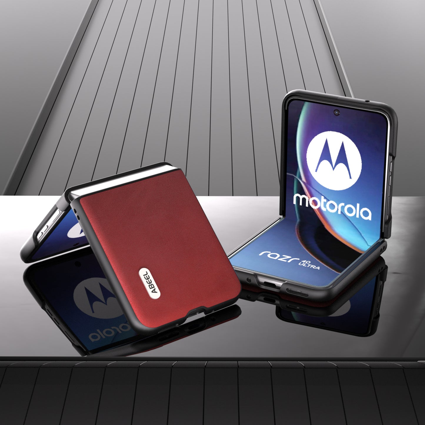 Uniqkart For Motorola Razr 40 Ultra 5G PU Leather Coated Hard PC Phone Case Cowhide Texture Back Cover - Red