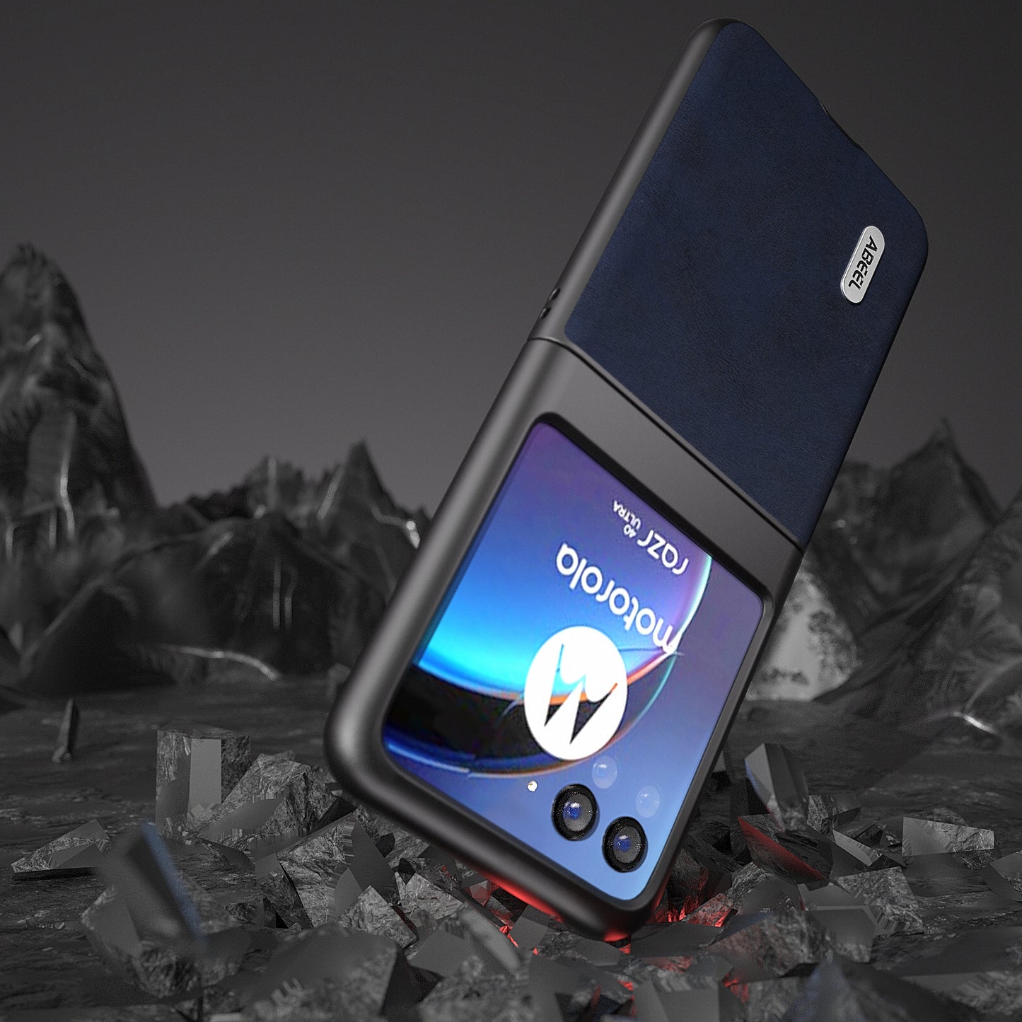 Uniqkart For Motorola Razr 40 Ultra 5G PU Leather Coated Hard PC Phone Case Cowhide Texture Back Cover - Blue