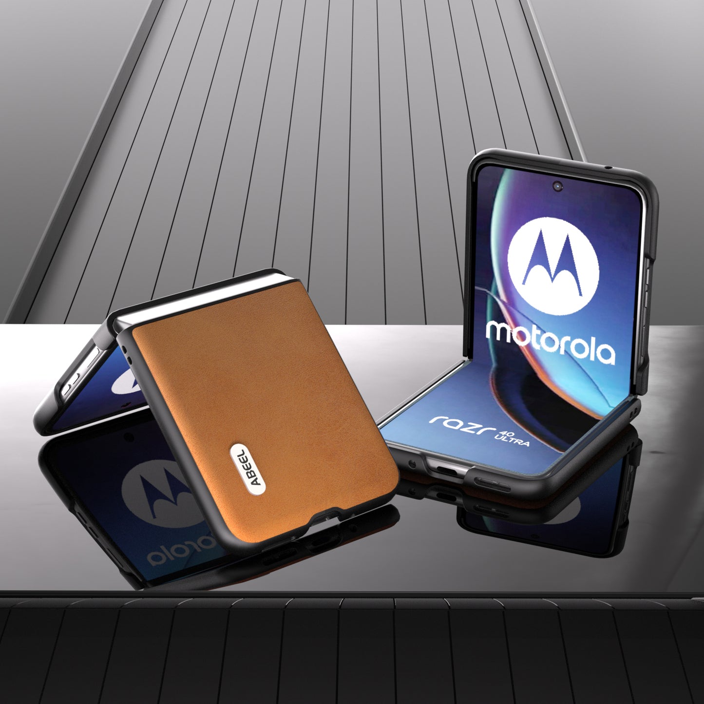 Uniqkart For Motorola Razr 40 Ultra 5G PU Leather Coated Hard PC Phone Case Cowhide Texture Back Cover - Brown