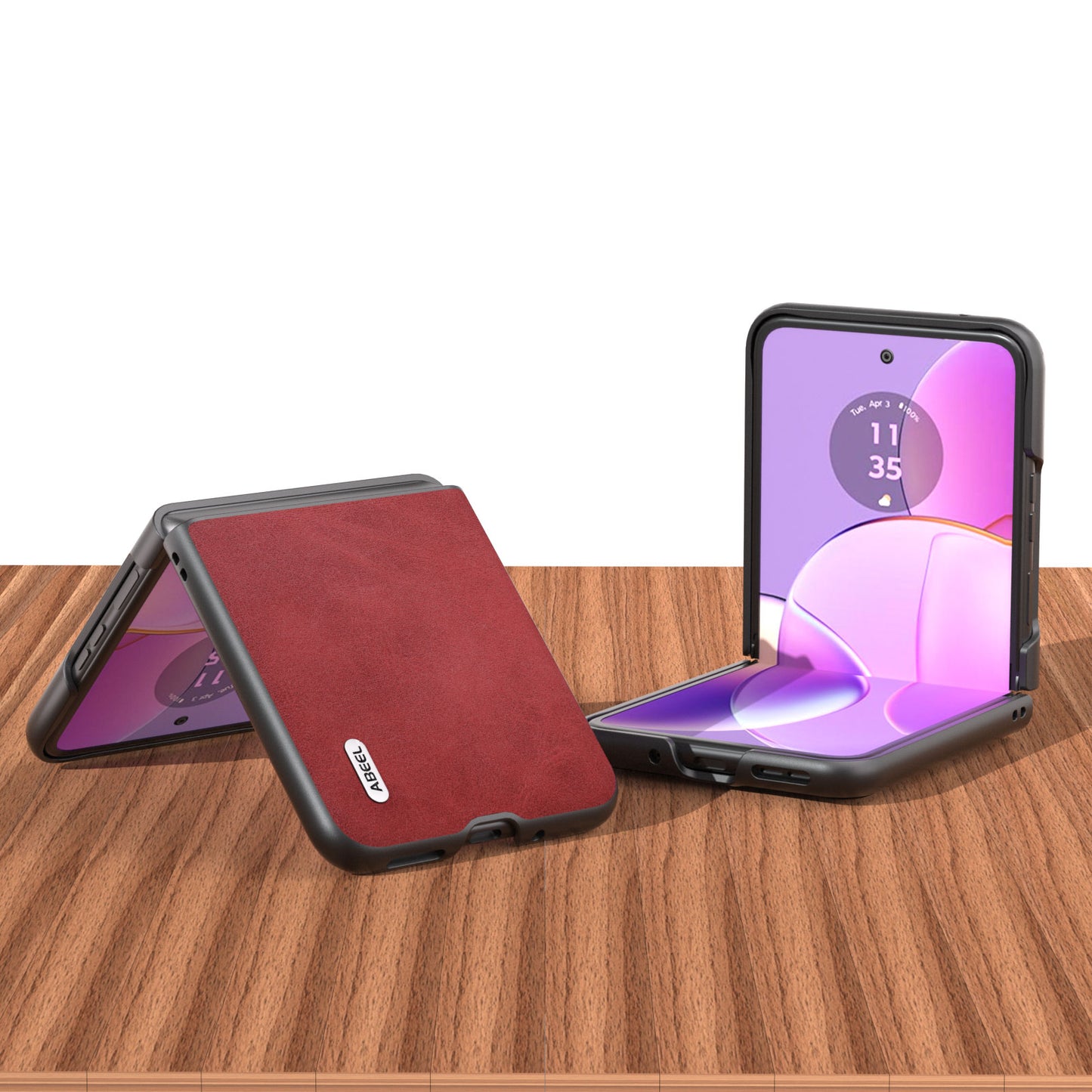 Uniqkart Cowhide Texture Back Cover for Motorola Razr 40 5G , PU Leather Coated Hard PC Phone Case - Red