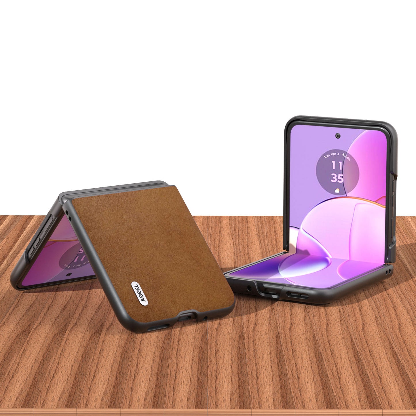 Uniqkart Cowhide Texture Back Cover for Motorola Razr 40 5G , PU Leather Coated Hard PC Phone Case - Brown