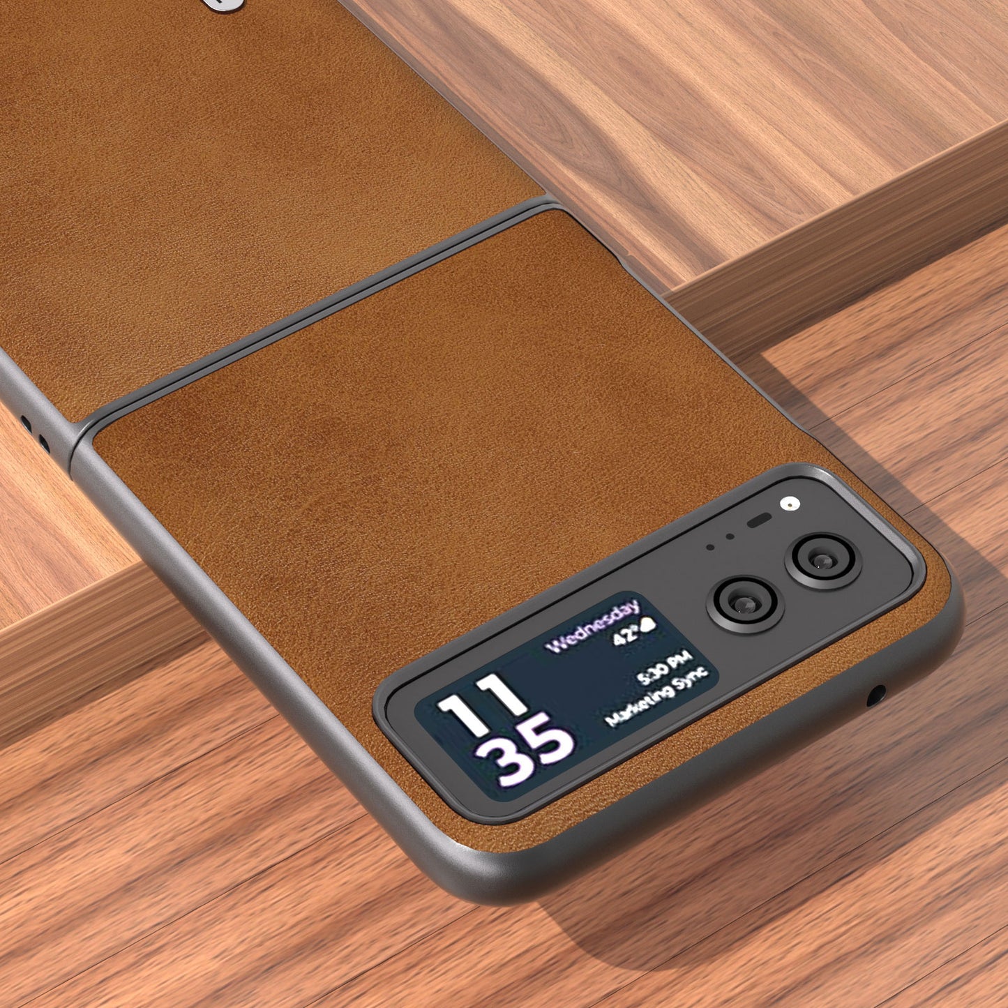 Uniqkart Cowhide Texture Back Cover for Motorola Razr 40 5G , PU Leather Coated Hard PC Phone Case - Brown