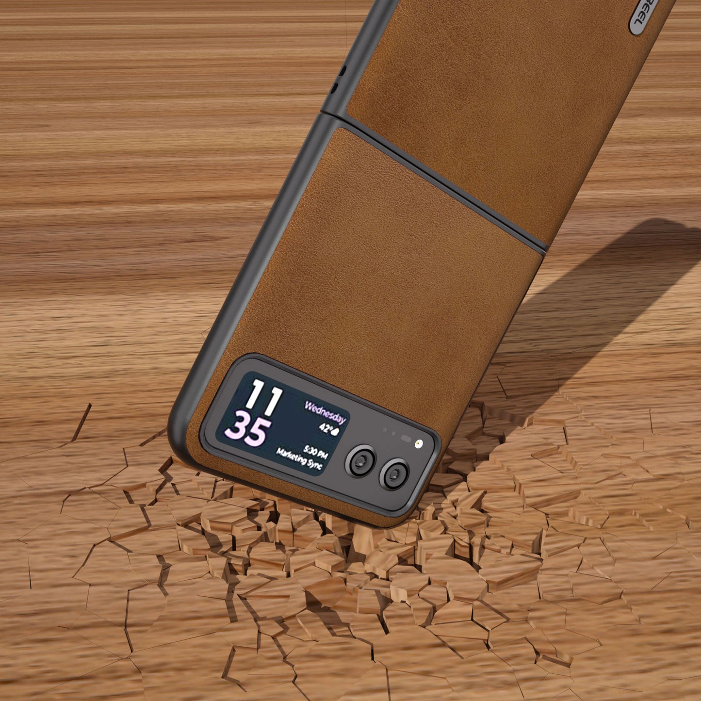 Uniqkart Cowhide Texture Back Cover for Motorola Razr 40 5G , PU Leather Coated Hard PC Phone Case - Brown