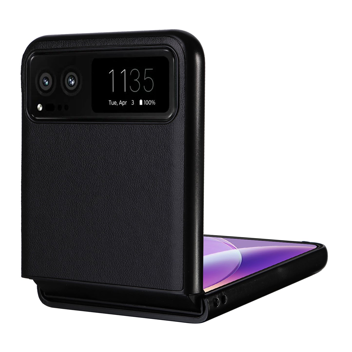 Uniqkart for Motorola Razr 40 5G Drop-proof Phone Cover PU Leather Coated PC Protective Case - Black