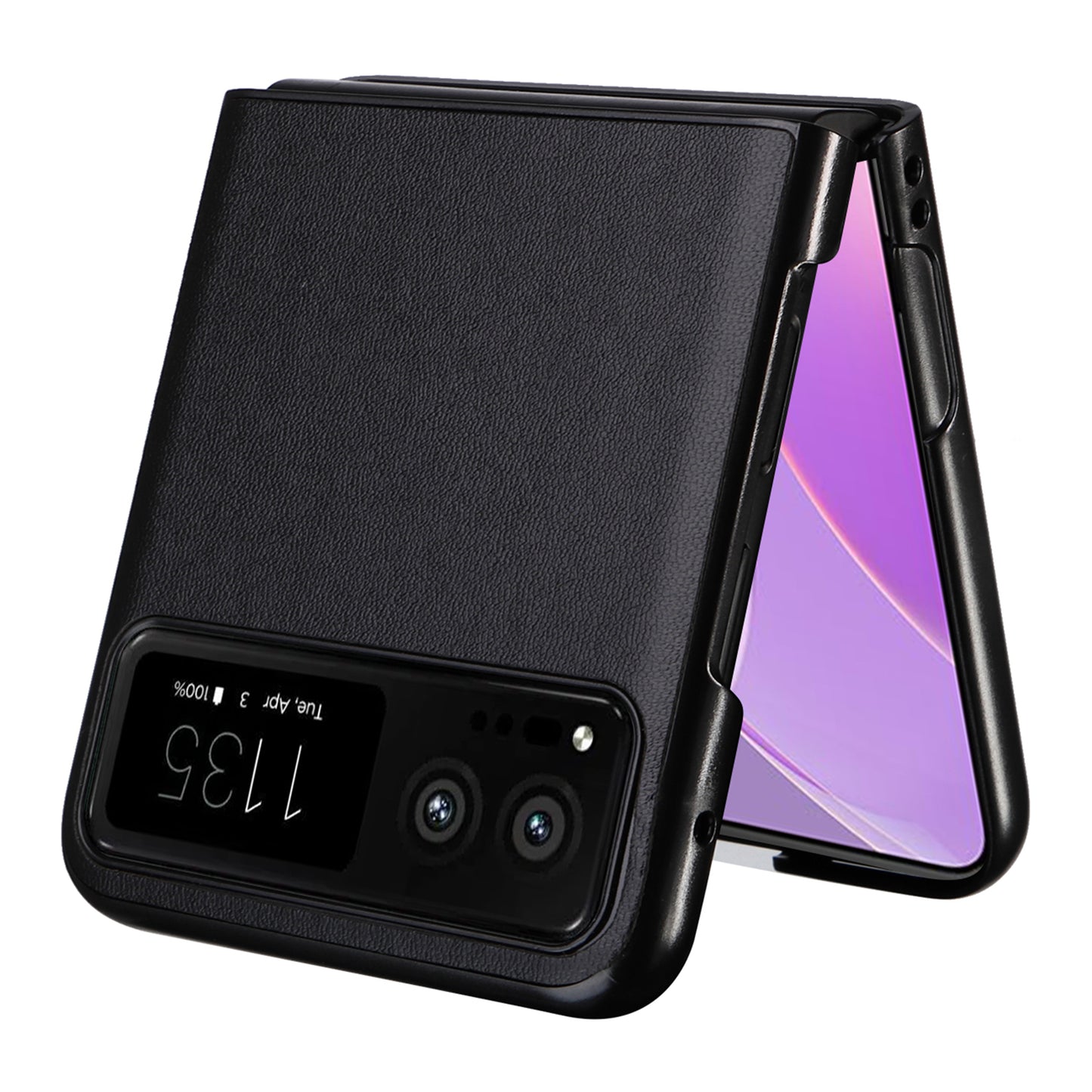 Uniqkart for Motorola Razr 40 5G Drop-proof Phone Cover PU Leather Coated PC Protective Case - Black