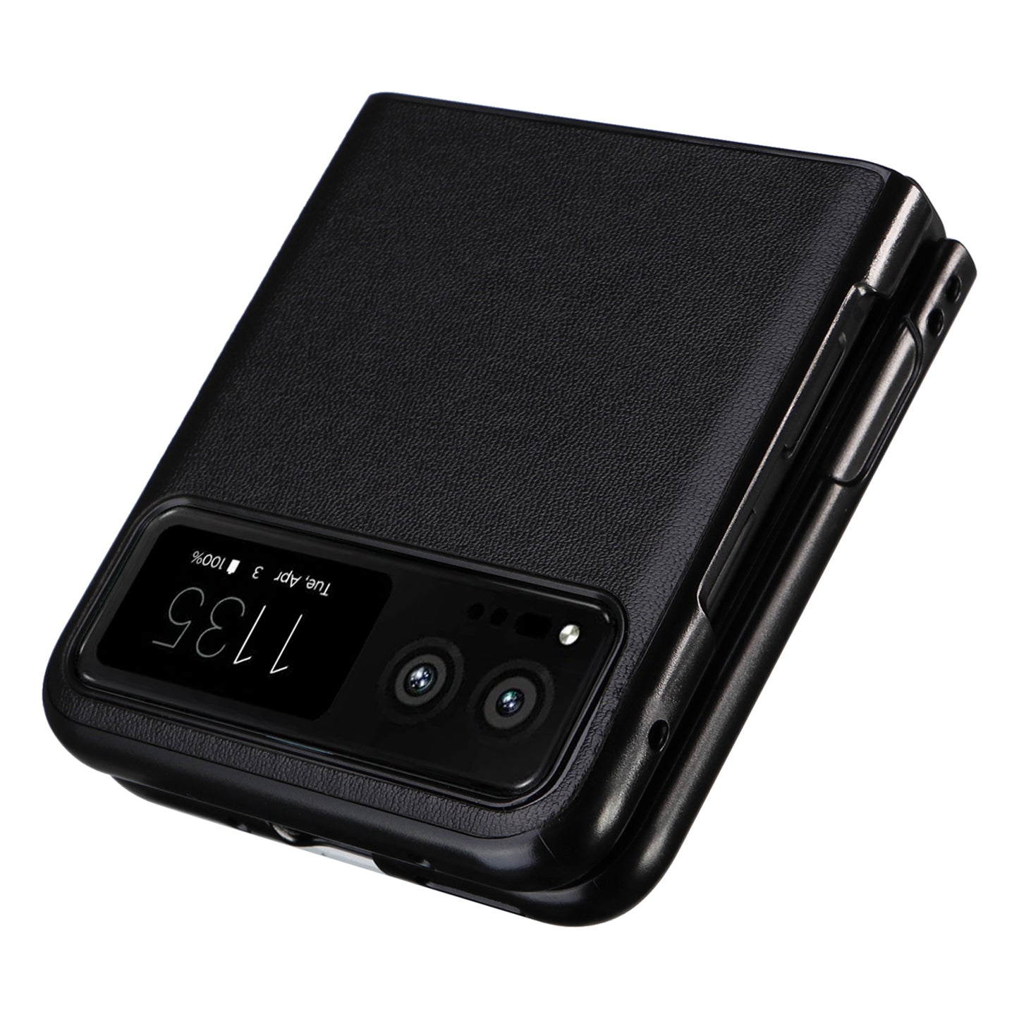 Uniqkart for Motorola Razr 40 5G Drop-proof Phone Cover PU Leather Coated PC Protective Case - Black