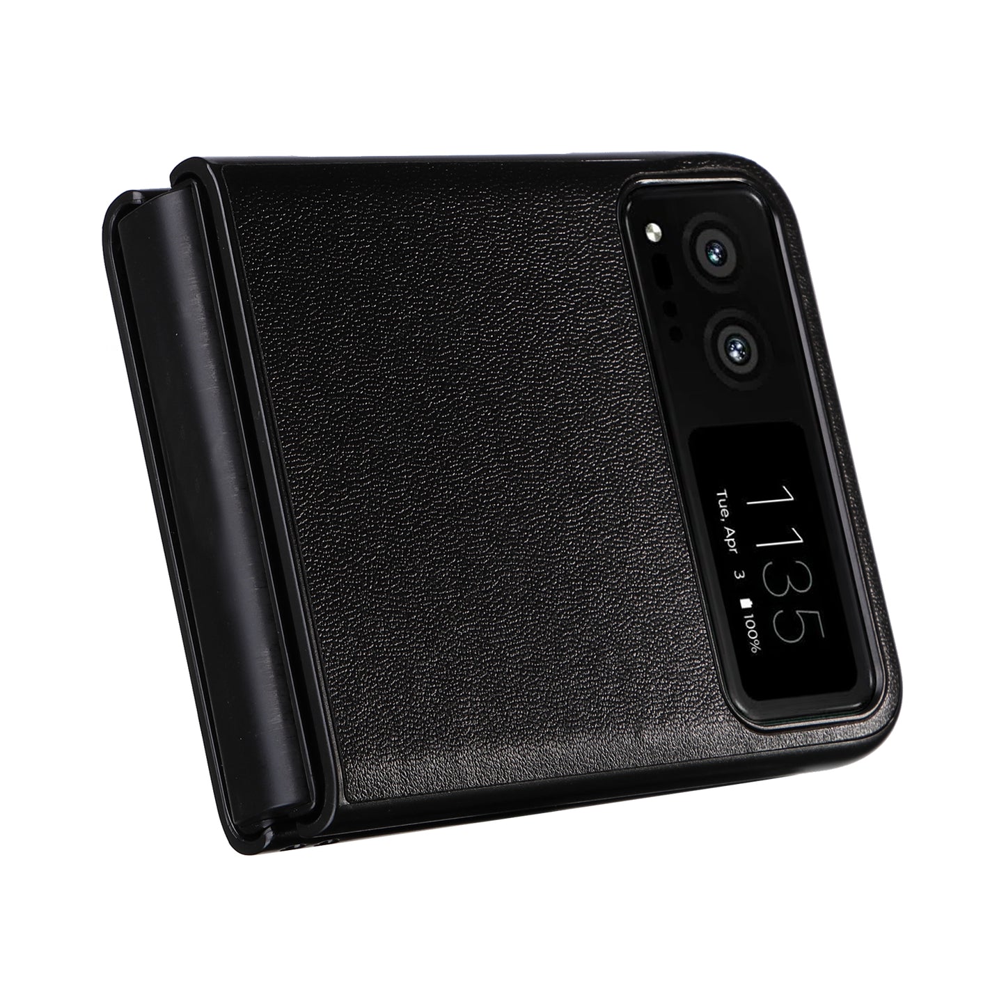 Uniqkart for Motorola Razr 40 5G Drop-proof Phone Cover PU Leather Coated PC Protective Case - Black