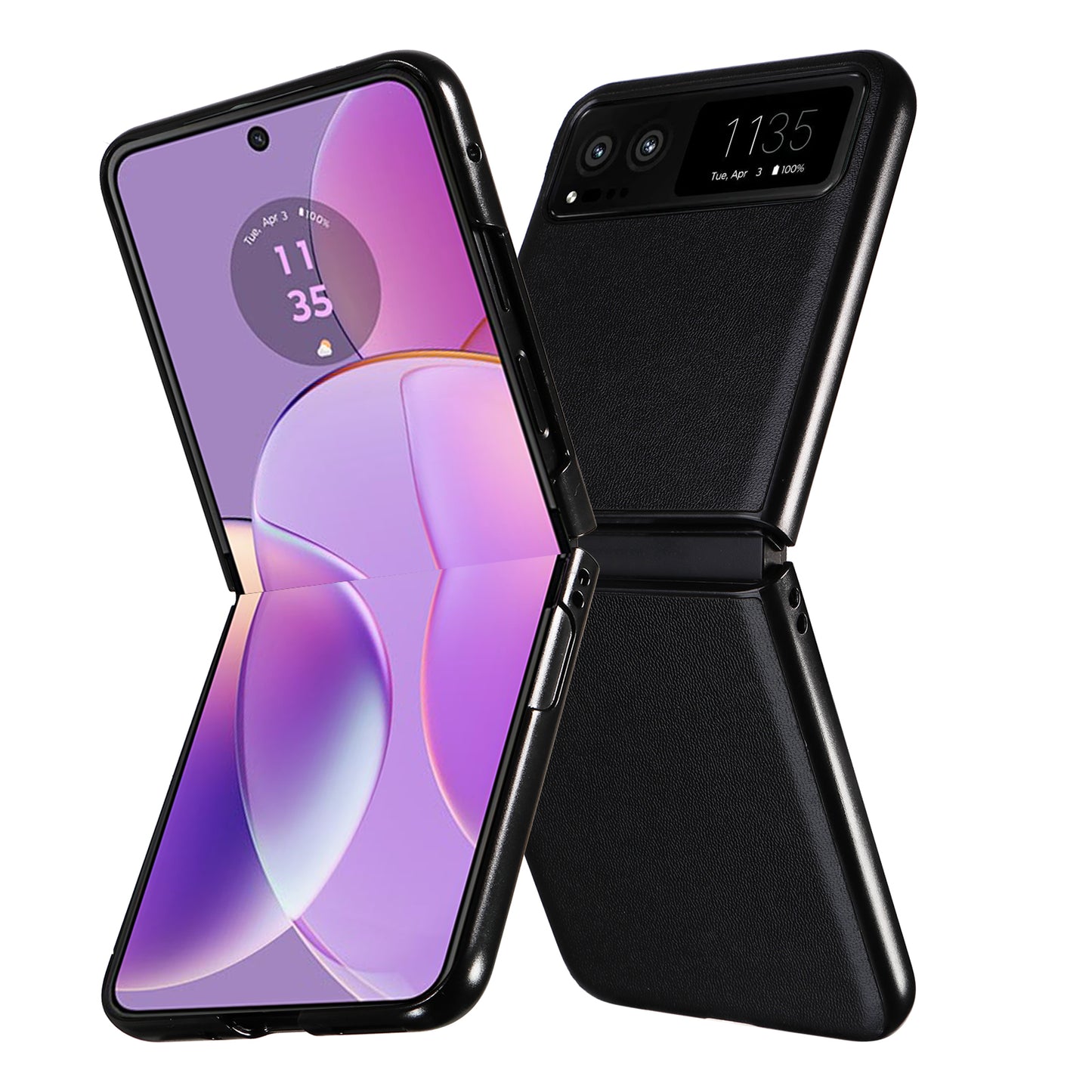 Uniqkart for Motorola Razr 40 5G Drop-proof Phone Cover PU Leather Coated PC Protective Case - Black