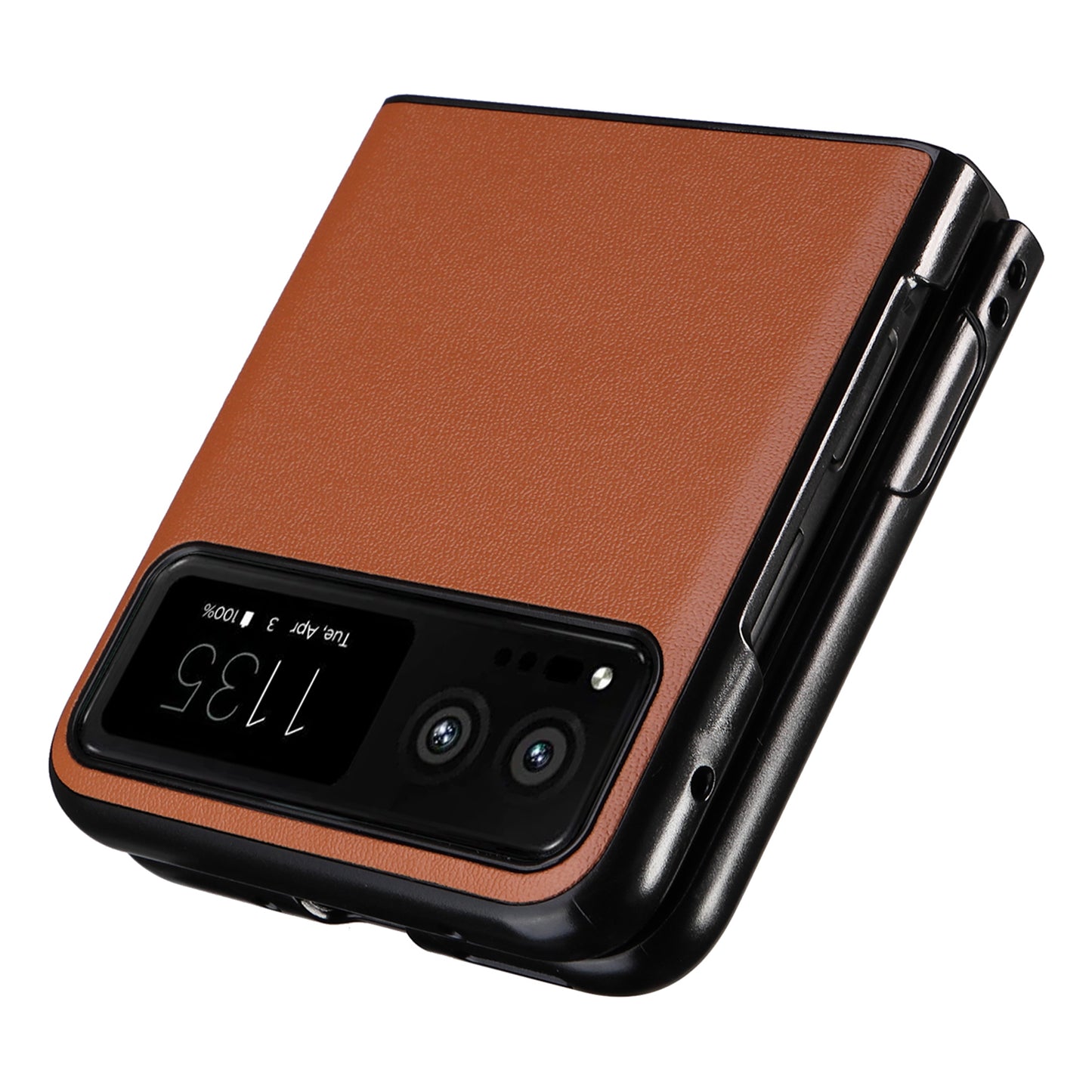 Uniqkart for Motorola Razr 40 5G Drop-proof Phone Cover Shockproof PU Leather+PC Phone Case - Brown
