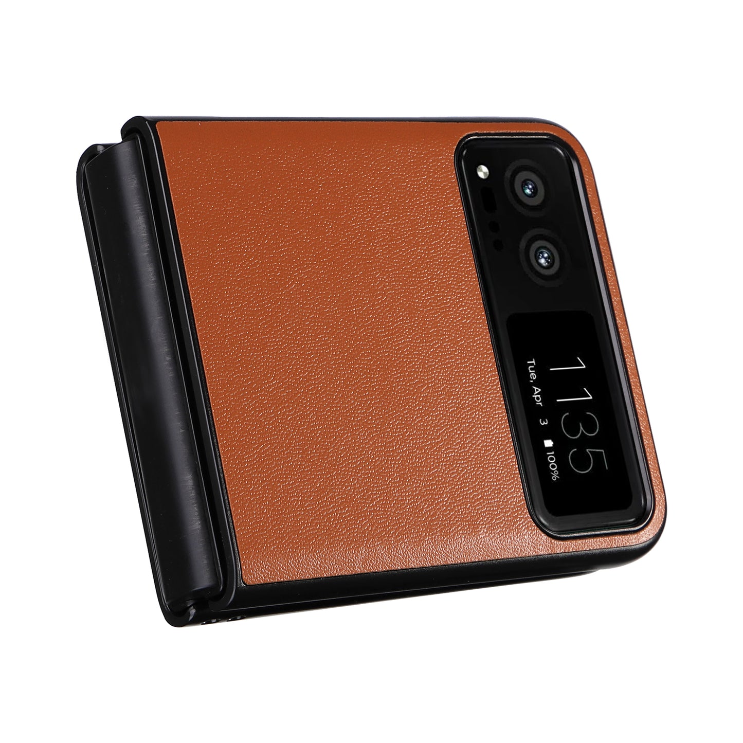 Uniqkart for Motorola Razr 40 5G Drop-proof Phone Cover Shockproof PU Leather+PC Phone Case - Brown