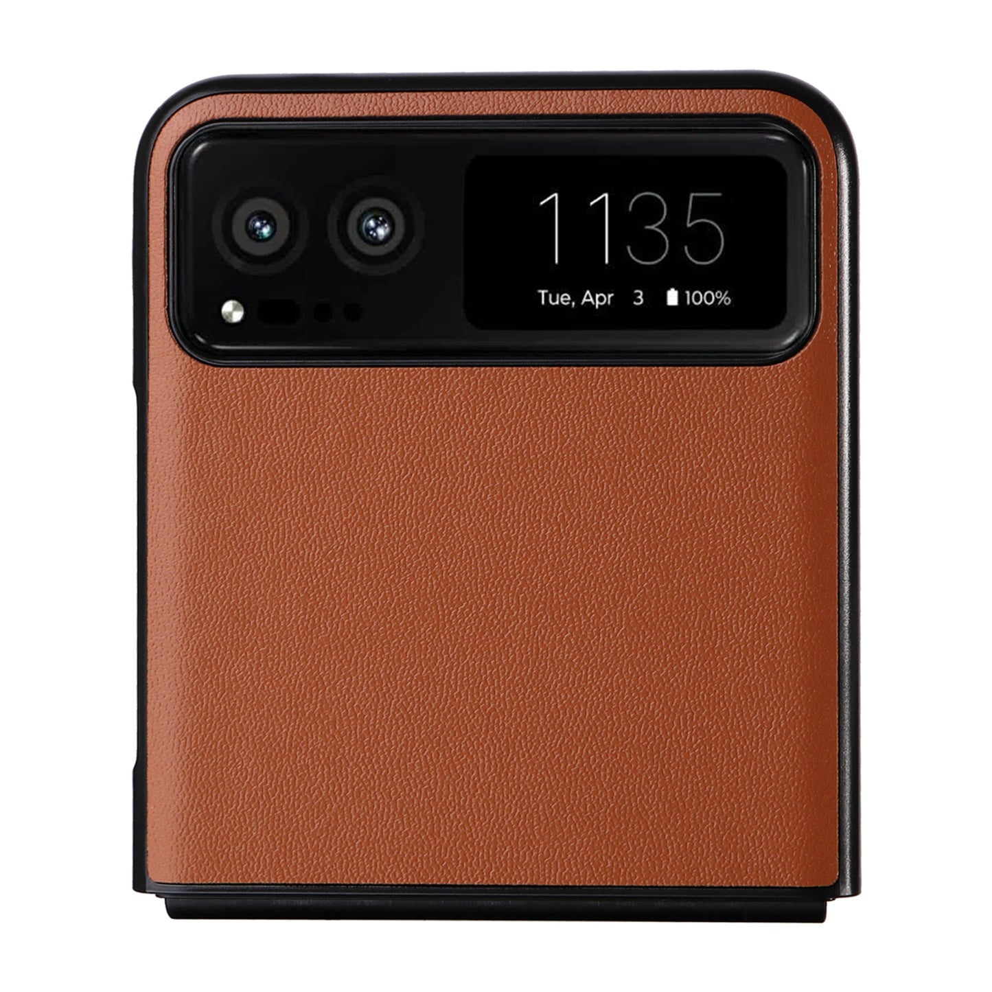 Uniqkart for Motorola Razr 40 5G Drop-proof Phone Cover Shockproof PU Leather+PC Phone Case - Brown