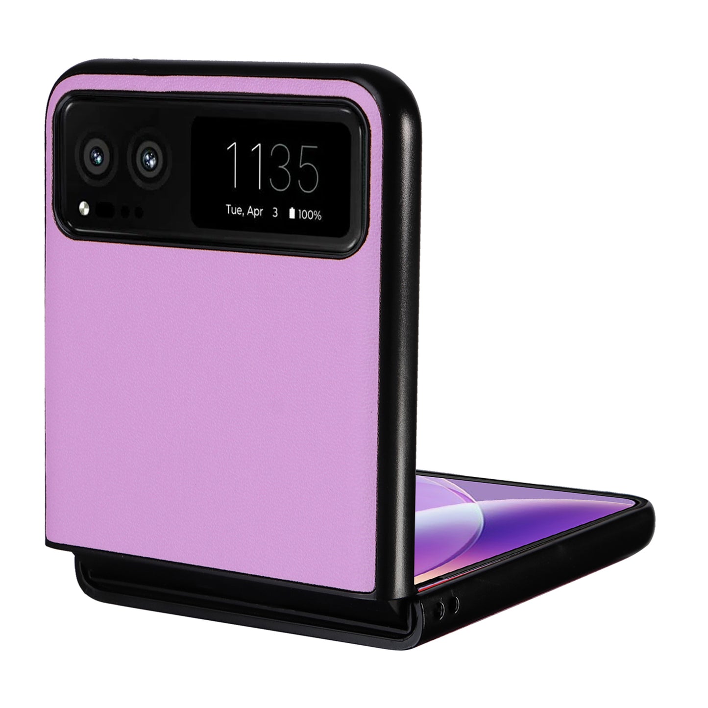 Uniqkart for Motorola Razr 40 5G Drop-proof Phone Cover Shockproof PU Leather+PC Phone Case - Purple