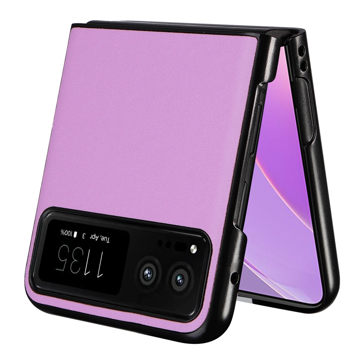 Uniqkart for Motorola Razr 40 5G Drop-proof Phone Cover Shockproof PU Leather+PC Phone Case - Purple