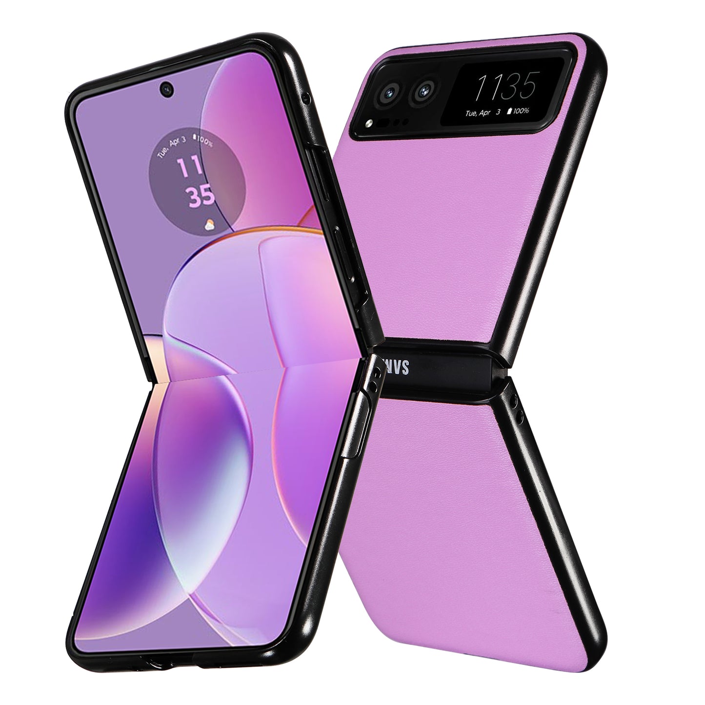 Uniqkart for Motorola Razr 40 5G Drop-proof Phone Cover Shockproof PU Leather+PC Phone Case - Purple