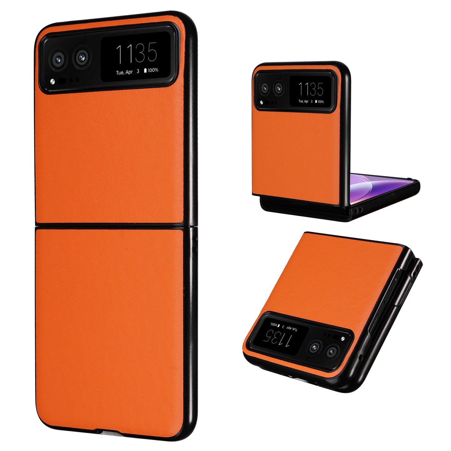 Uniqkart for Motorola Razr 40 5G Drop-proof Phone Cover Shockproof PU Leather+PC Phone Case - Orange